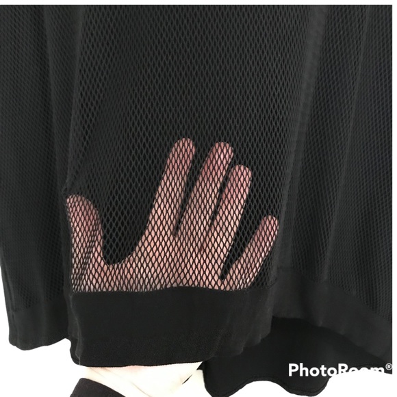 Lapis Black Lined Mesh Front Long Hi-Lo Tank Top - Picture 9 of 15